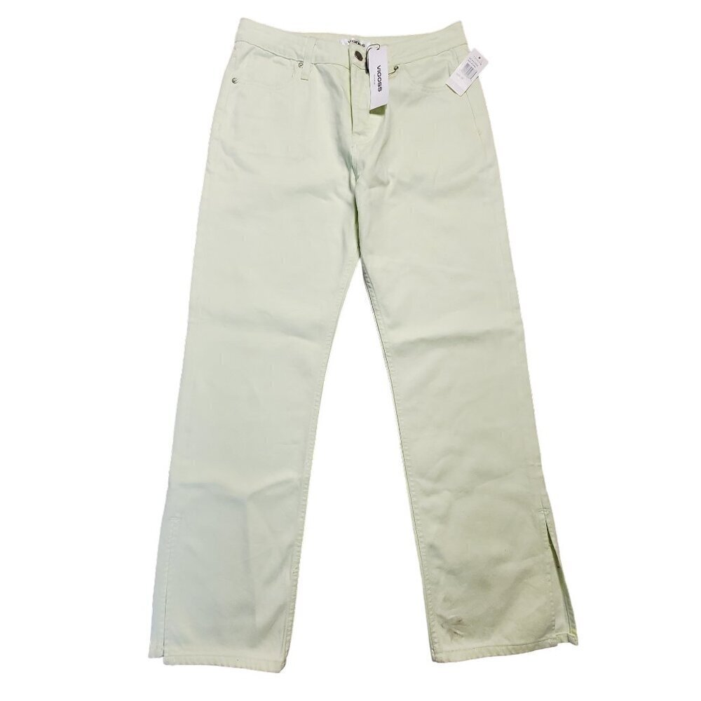 Vigoss Split Hem Straight Leg Jeans Womens 30x31 Pistachio Medium Wash NWT